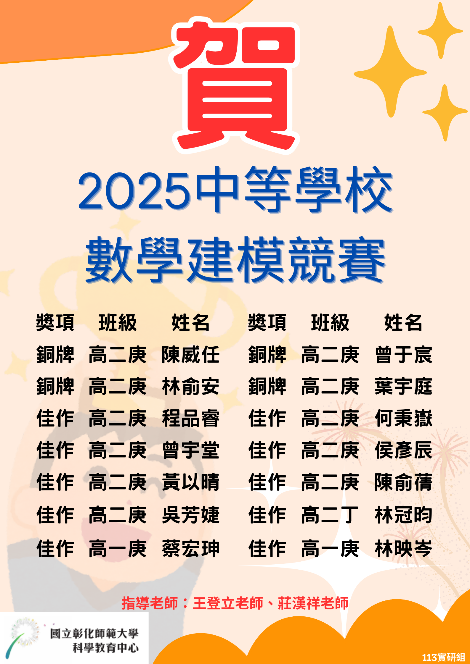 賀~2025中等學校數學建模競賽榮獲佳績代表照片